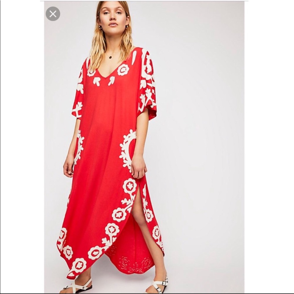 Free People Laguna Surf Maxi Tee Dress Red 😍